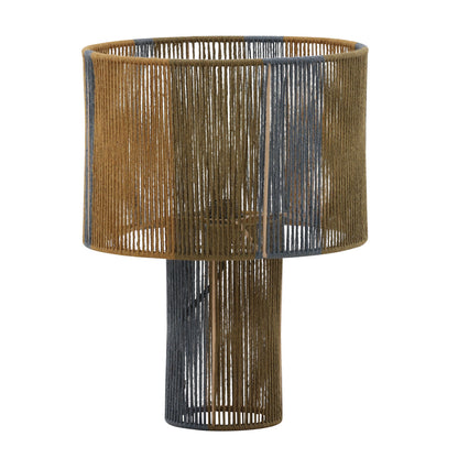 Blue, Green, and Mustard Jute Rope and Steel Table 14 in Wide