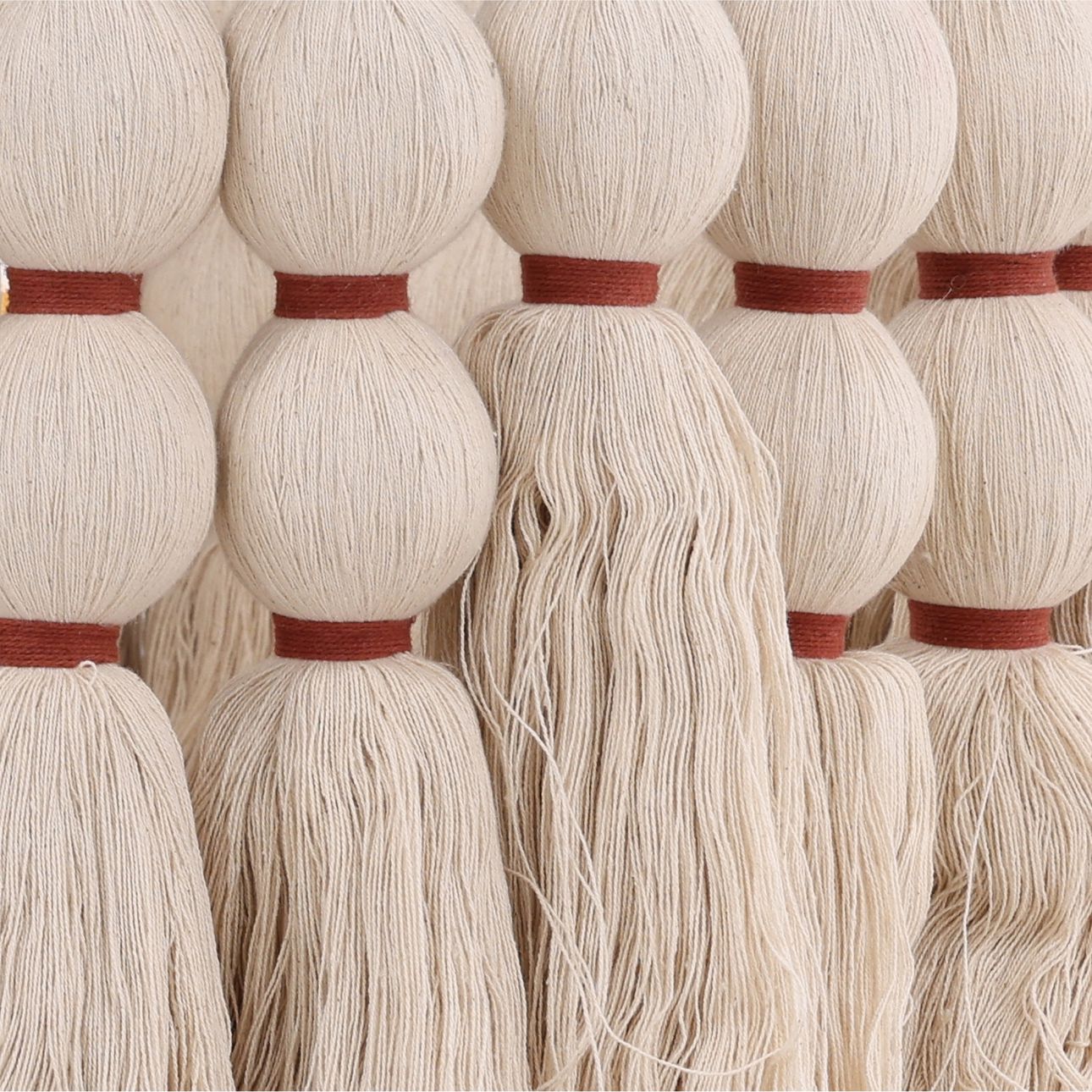 Ivory Cotton Tassels and Steel Light 19 in Wide