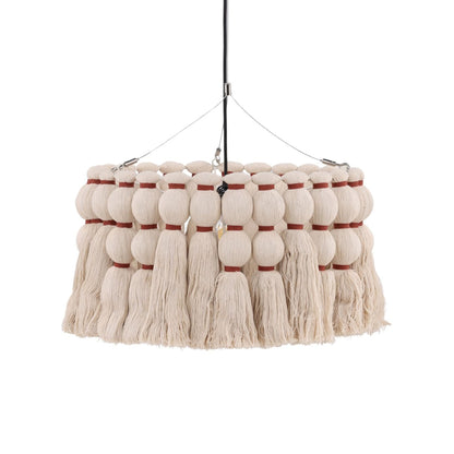 Ivory Cotton Tassels and Steel Light 19 in Wide