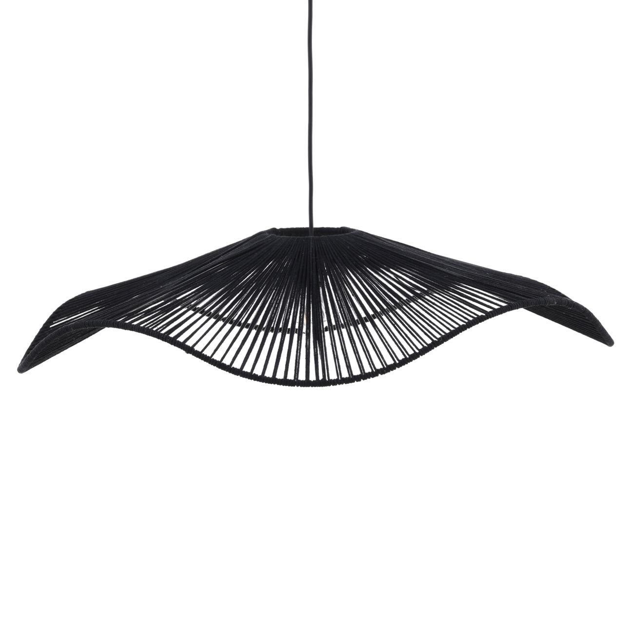 Black Cotton Rope and Steel Light 31 in Wide