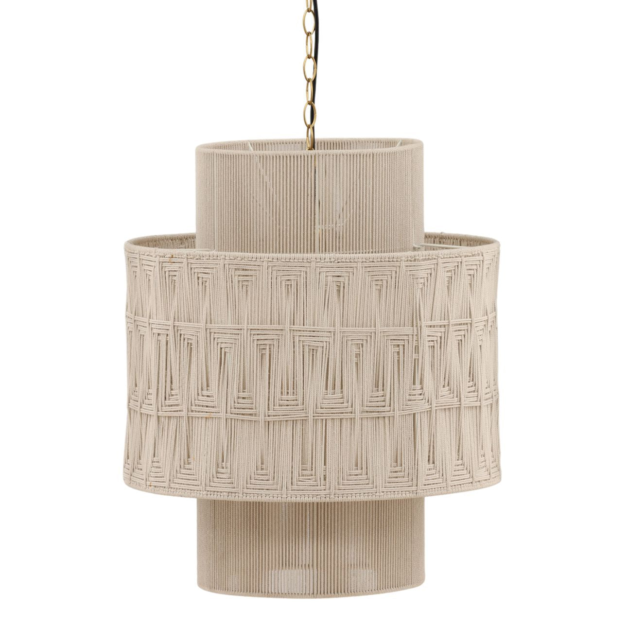 White Jute Rope and Steel Light 22 in Wide