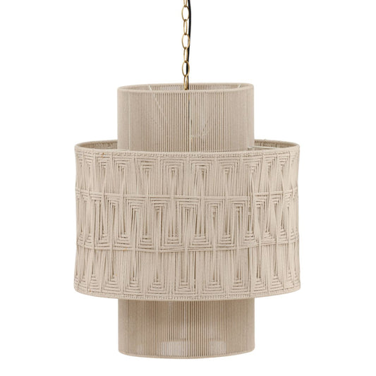 White Jute Rope and Steel Light 22 in Wide