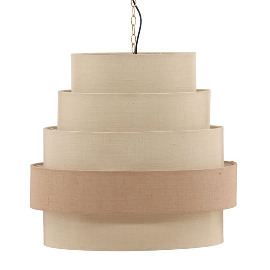 White and Natural Jute Rope and Steel Light 30 in Wide