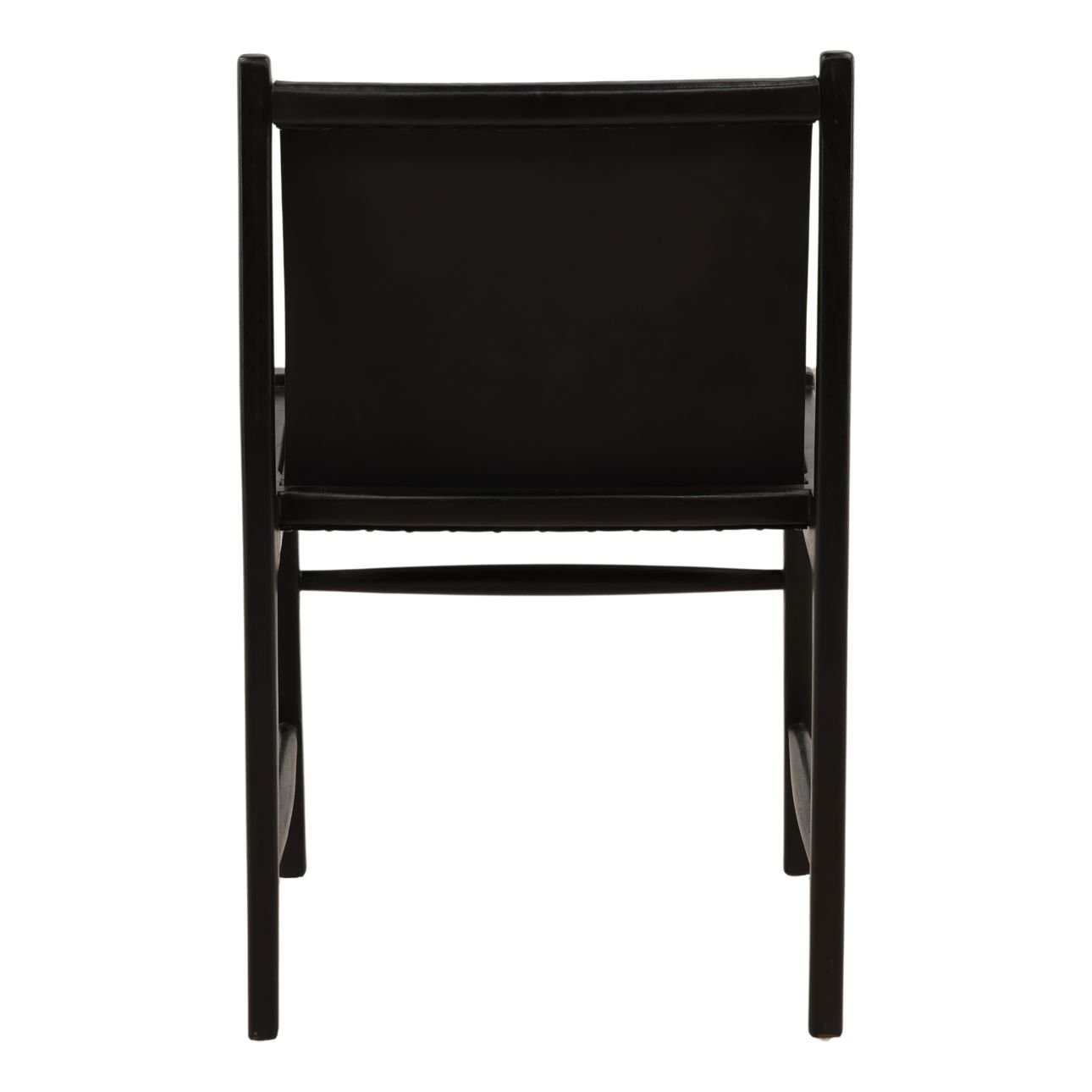 Black Geniune Leather and Teak Wood Chair 20 in Wide