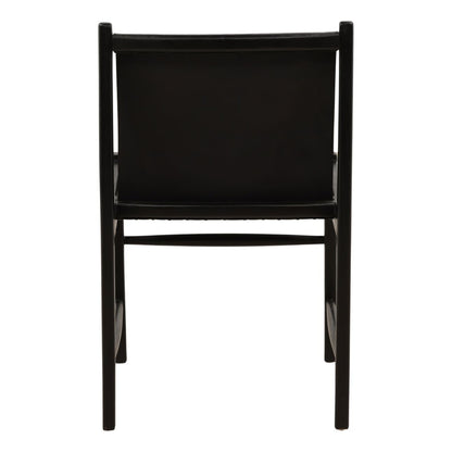 Black Geniune Leather and Teak Wood Chair 20 in Wide