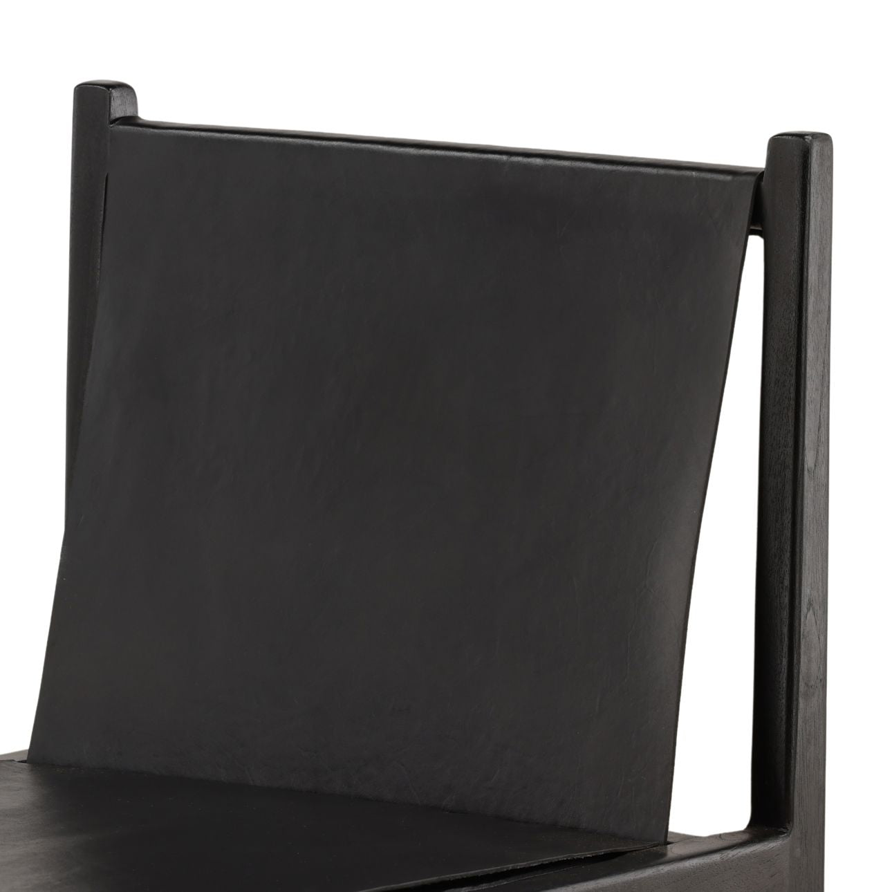 Black Geniune Leather and Teak Wood Chair 20 in Wide