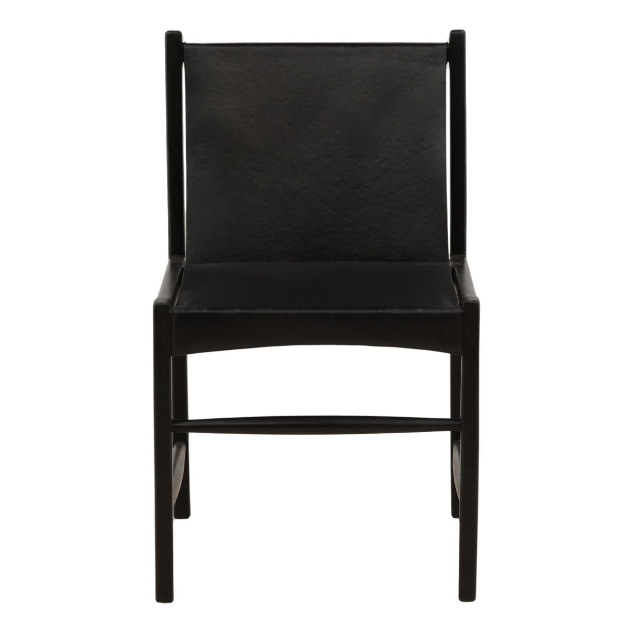 Black Geniune Leather and Teak Wood Chair 20 in Wide