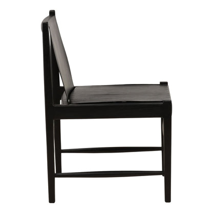 Black Geniune Leather and Teak Wood Chair 20 in Wide
