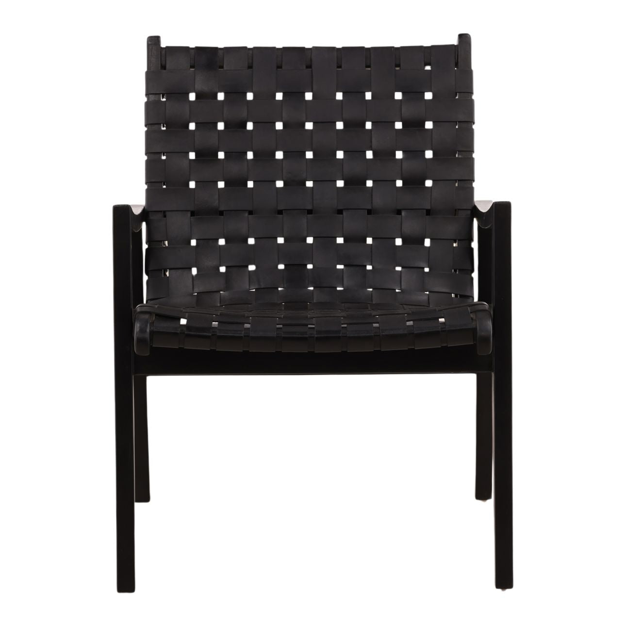 Black Geniune Leather and Teak Wood Chair 26.5 in Wide