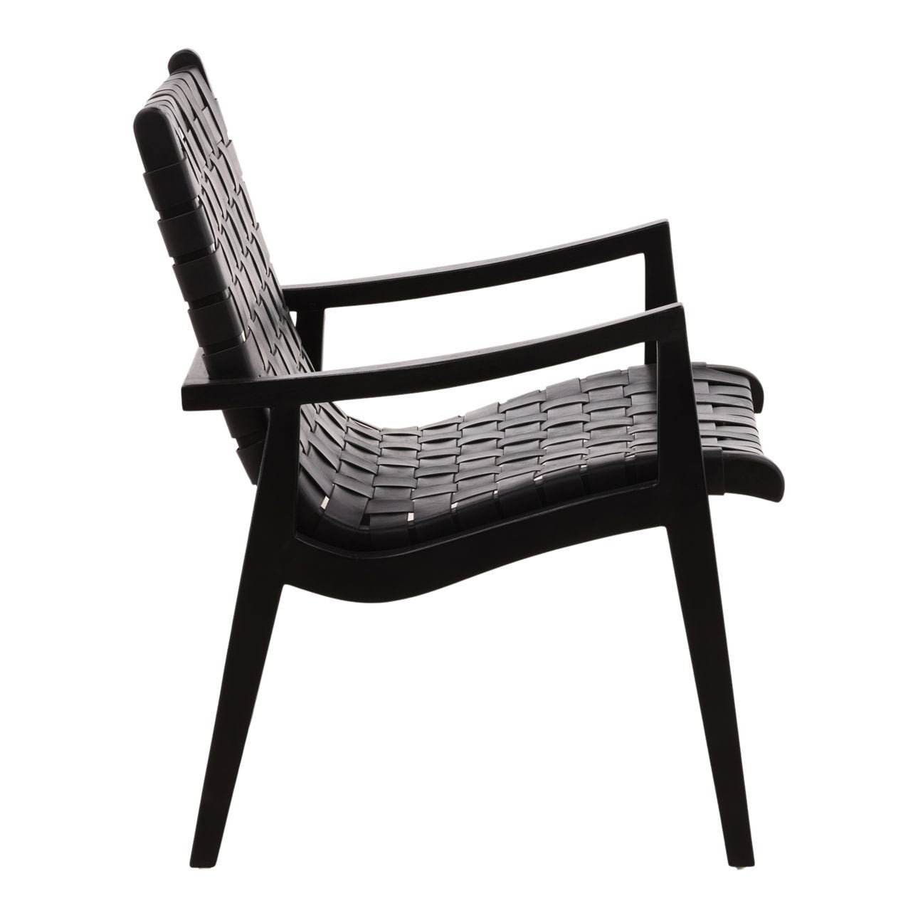 Black Geniune Leather and Teak Wood Chair 26.5 in Wide