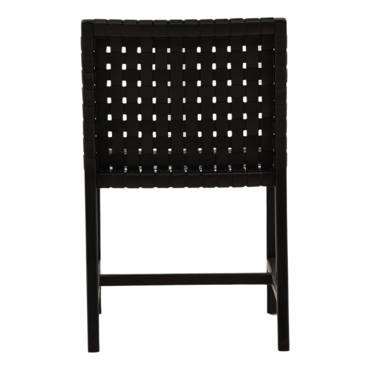 Black Genuine Leather and Teak Wood Chair 20.5 in Wide