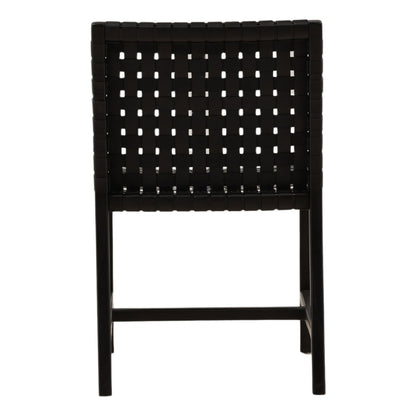 Black Genuine Leather and Teak Wood Chair 20.5 in Wide