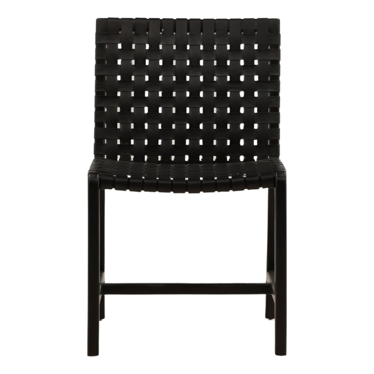 Black Genuine Leather and Teak Wood Chair 20.5 in Wide