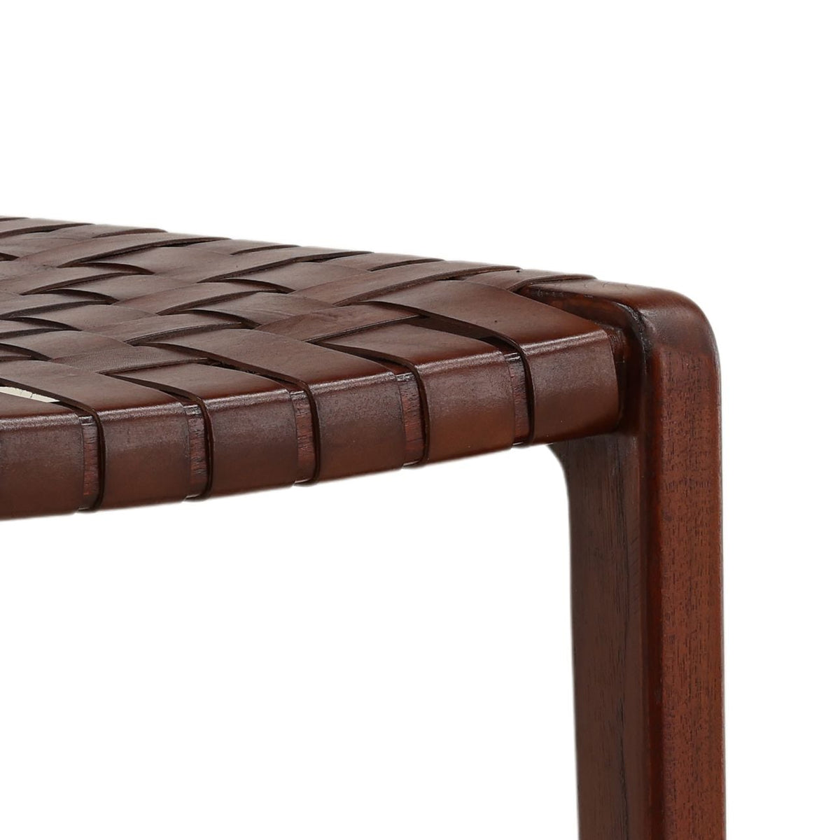 Curated Genuine Leather and Teak Wood Dining Chair