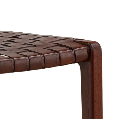 Curated Genuine Leather and Teak Wood Dining Chair