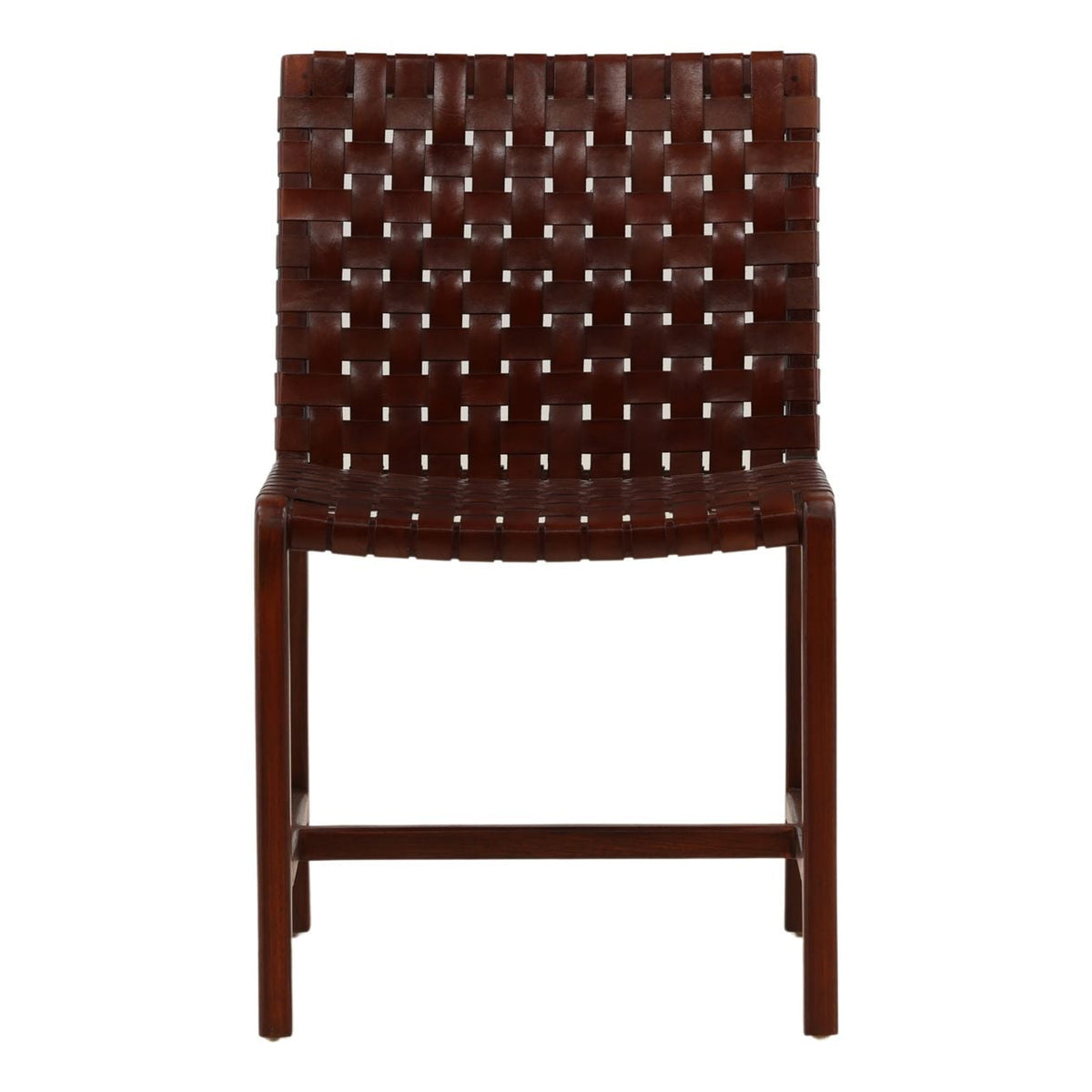 Curated Genuine Leather and Teak Wood Dining Chair