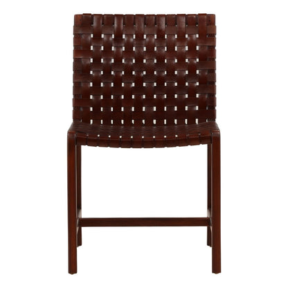 Curated Genuine Leather and Teak Wood Dining Chair