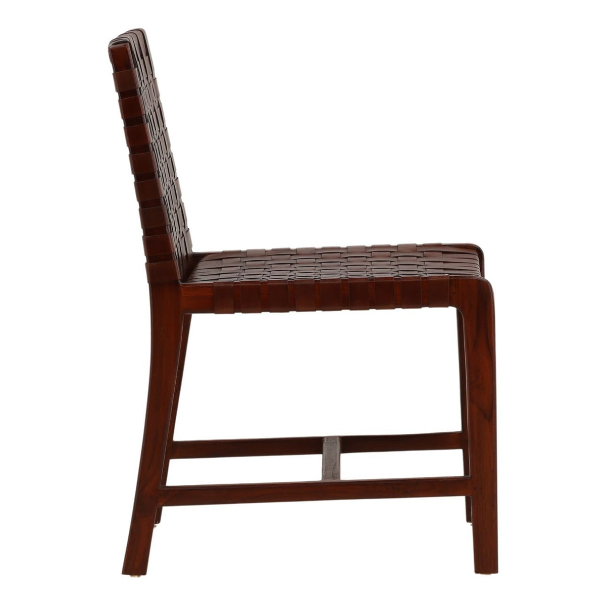 Curated Genuine Leather and Teak Wood Dining Chair