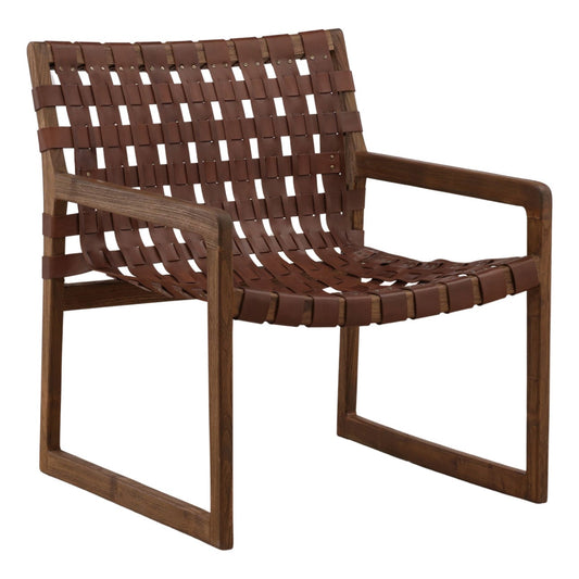 Modern Geniune Leather and Teak Wood Home Accent