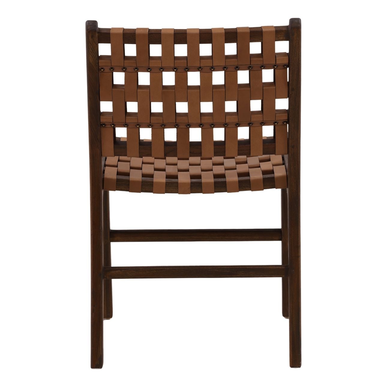 Brown Geniune Leather and Teak Wood Chair 20 in Wide