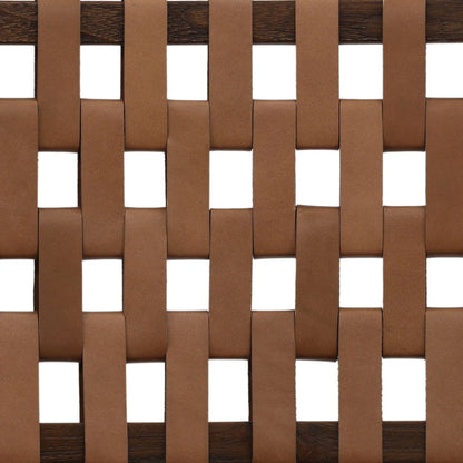 Brown Geniune Leather and Teak Wood Chair 20 in Wide