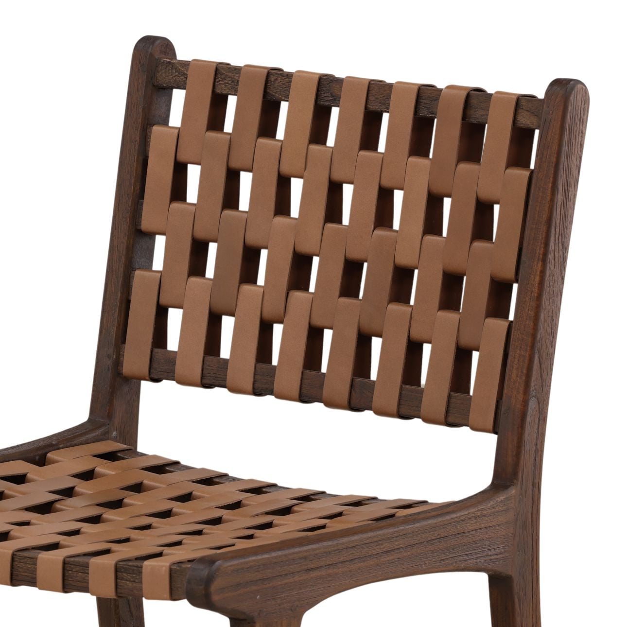 Brown Geniune Leather and Teak Wood Chair 20 in Wide
