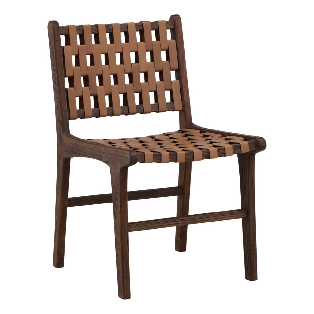 Brown Geniune Leather and Teak Wood Chair 20 in Wide
