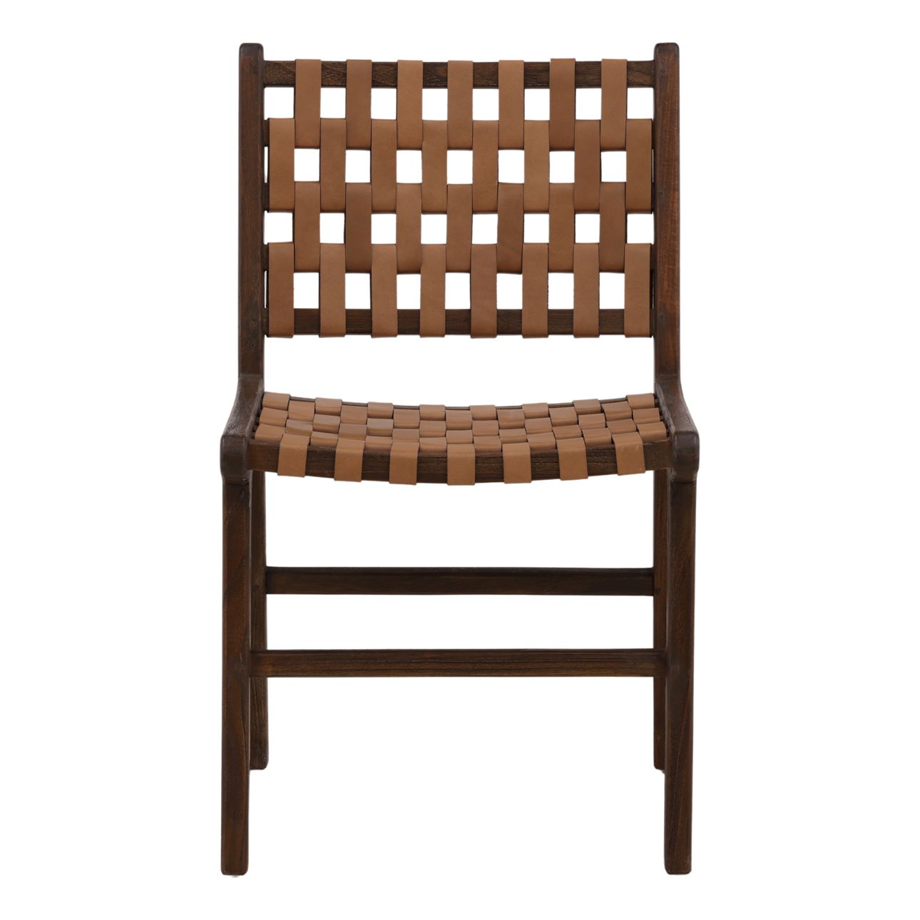 Brown Geniune Leather and Teak Wood Chair 20 in Wide