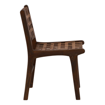 Brown Geniune Leather and Teak Wood Chair 20 in Wide