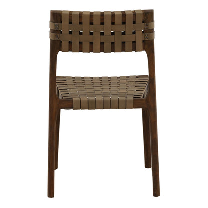 Green Genuine Leather and Teak Wood Chair 20 in Wide