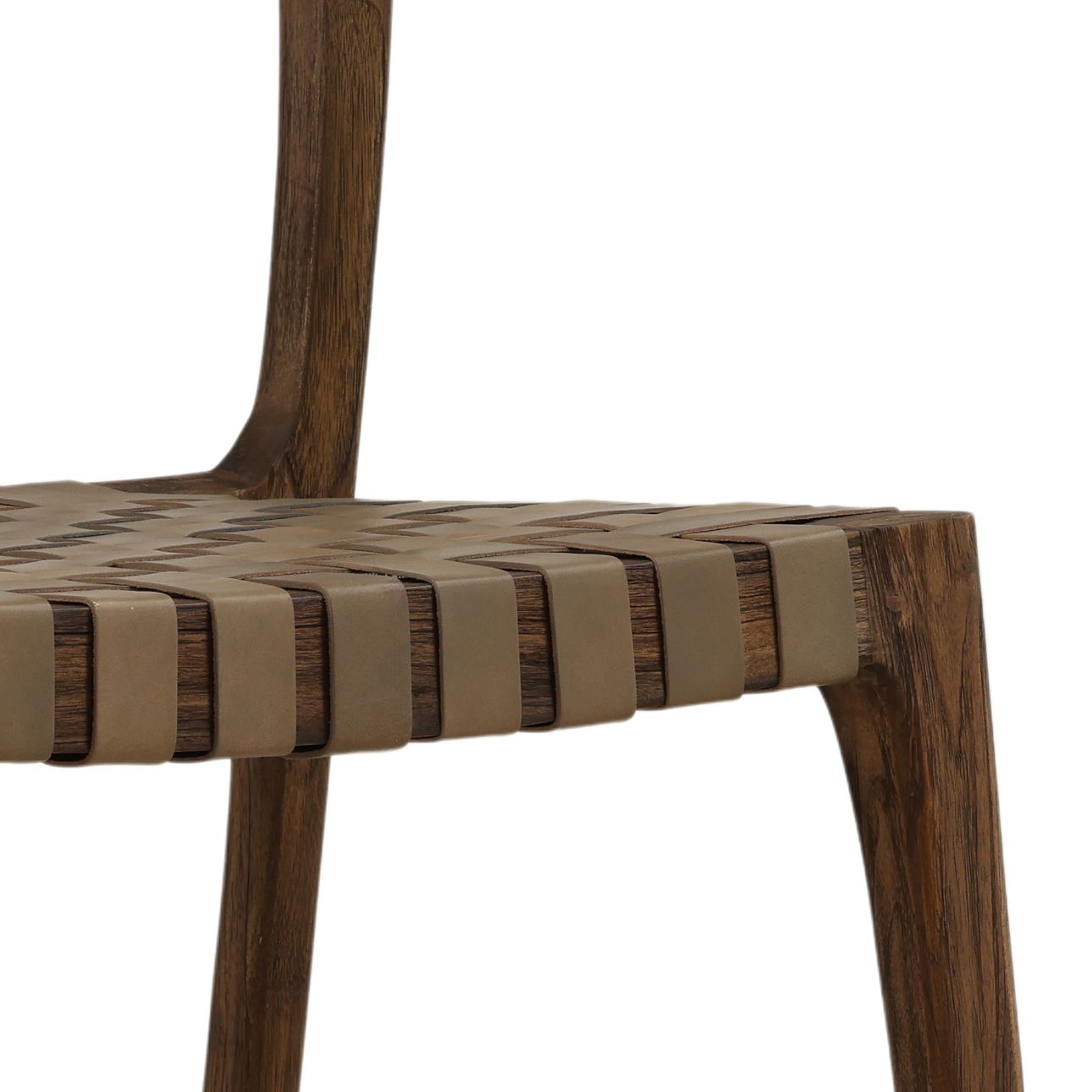 Green Genuine Leather and Teak Wood Chair 20 in Wide