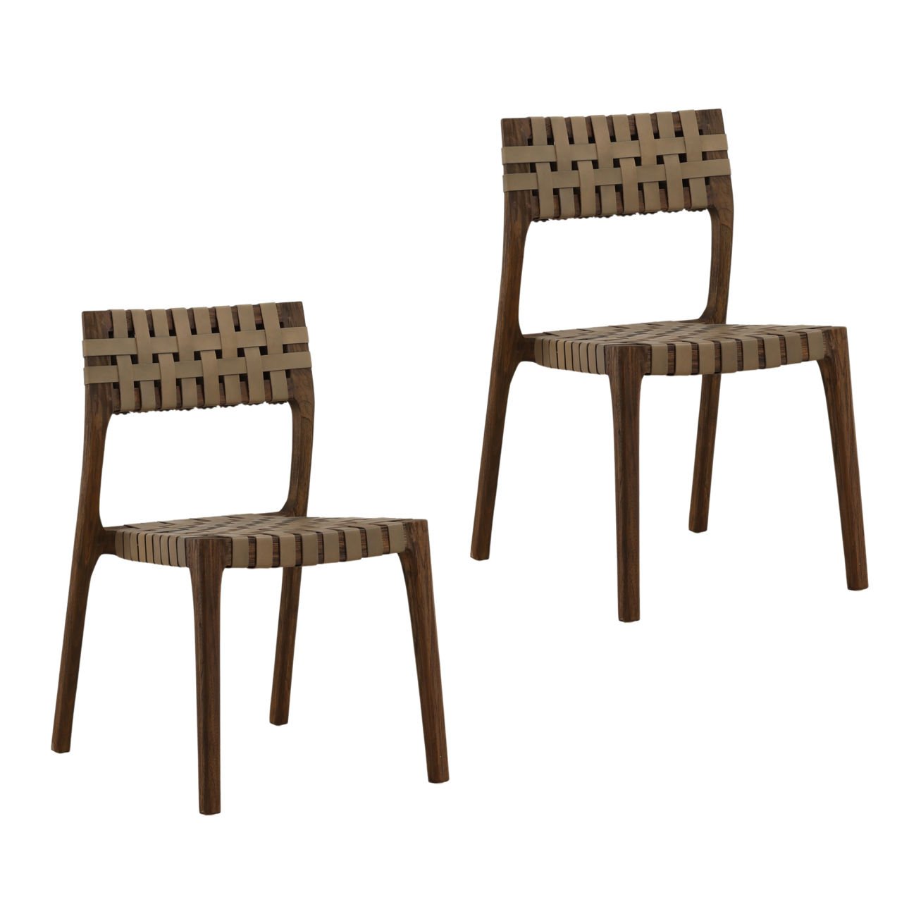 Green Genuine Leather and Teak Wood Chair 20 in Wide