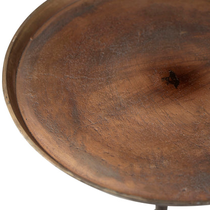 Oil Brass Finish Cast Aluminum Table 16.5 in Wide