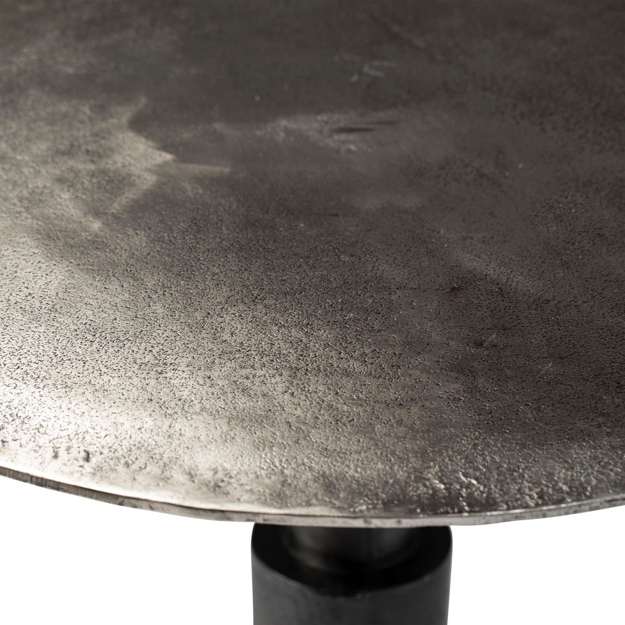 Raw Nickel with Black Patina Finish Cast Aluminum Table 29.5 in Wide