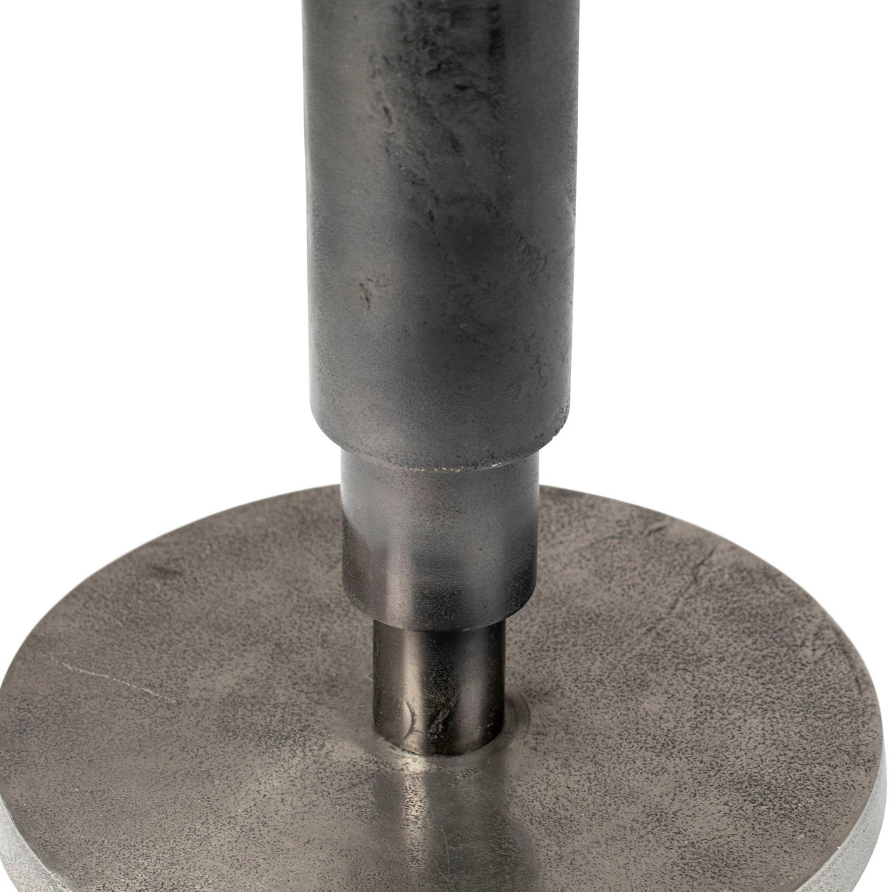 Raw Nickel with Black Patina Finish Cast Aluminum Table 29.5 in Wide