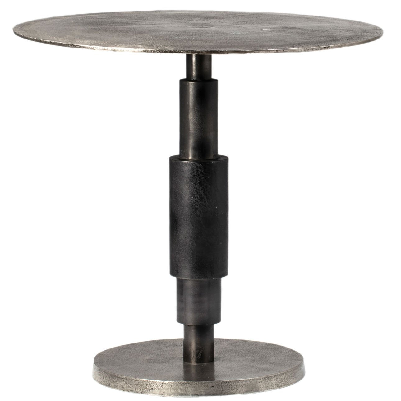 Raw Nickel with Black Patina Finish Cast Aluminum Table 29.5 in Wide
