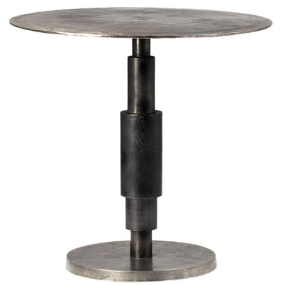 Raw Nickel with Black Patina Finish Cast Aluminum Table 29.5 in Wide