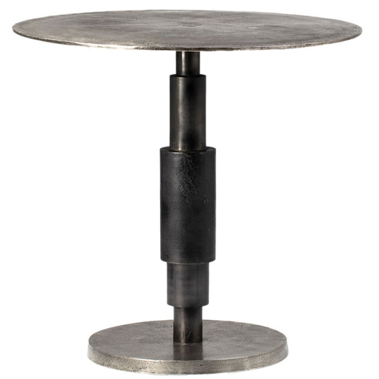 Raw Nickel with Black Patina Finish Cast Aluminum Table 29.5 in Wide