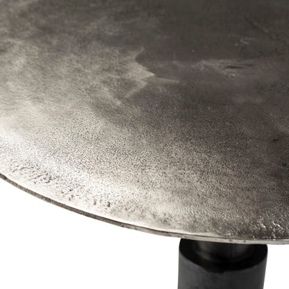 Raw Nickel with Black Patina Finish Cast Aluminum Table 29.5 in Wide
