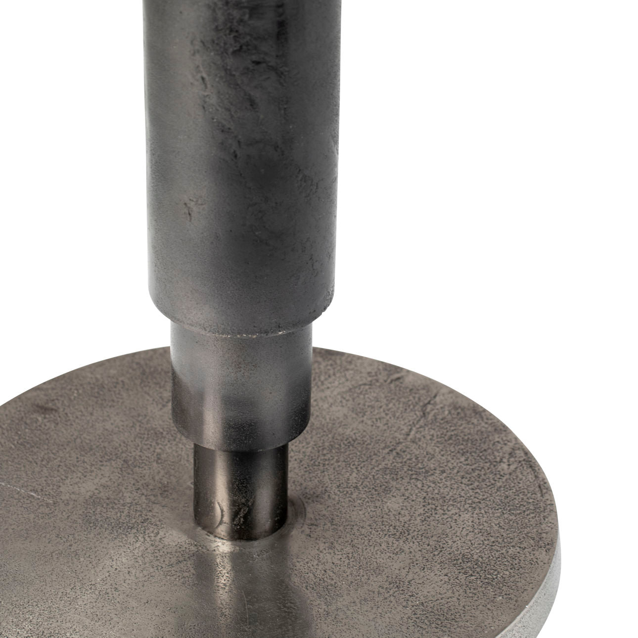 Raw Nickel with Black Patina Finish Cast Aluminum Table 29.5 in Wide