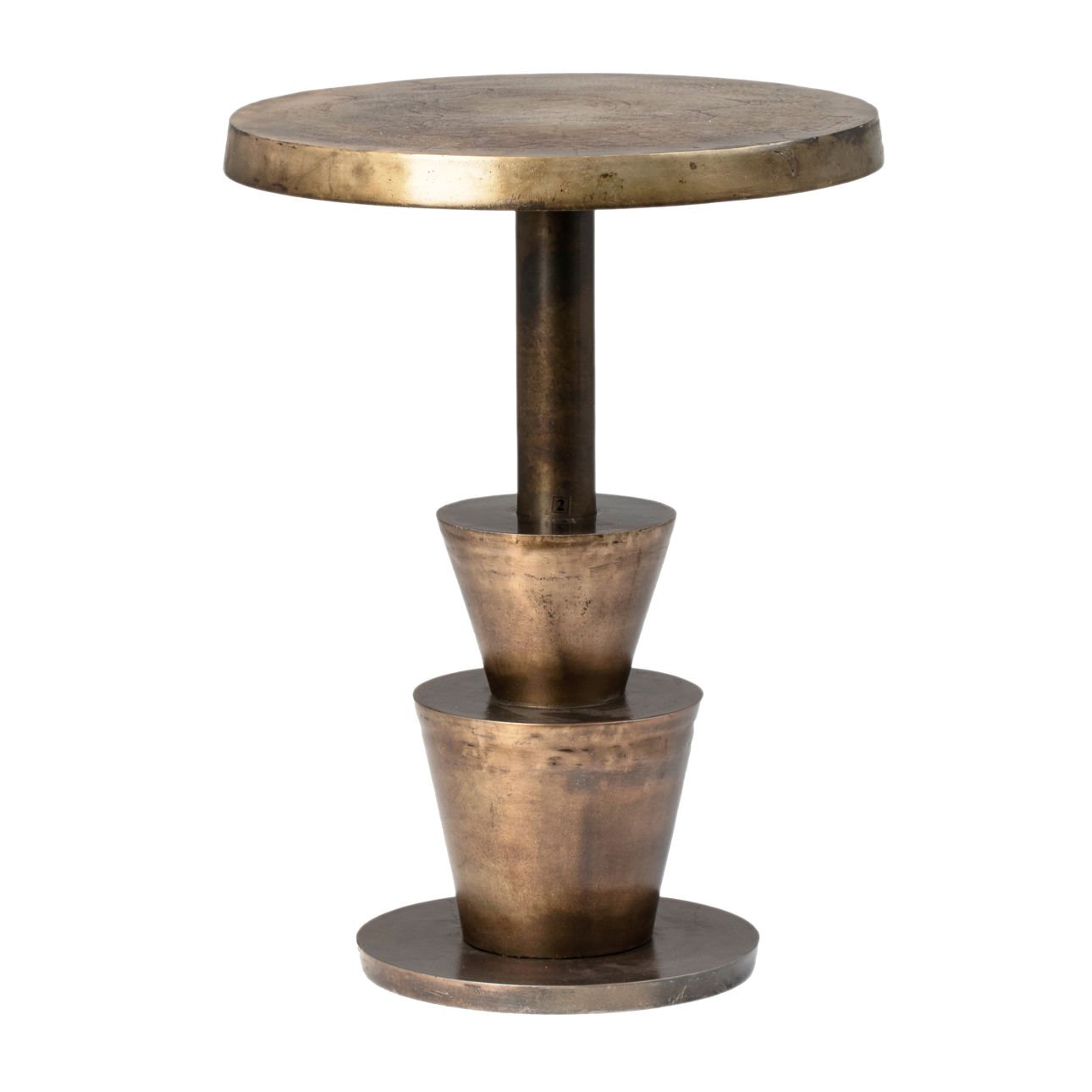 Antique Brass Finish Cast Aluminum Table 18 in Wide