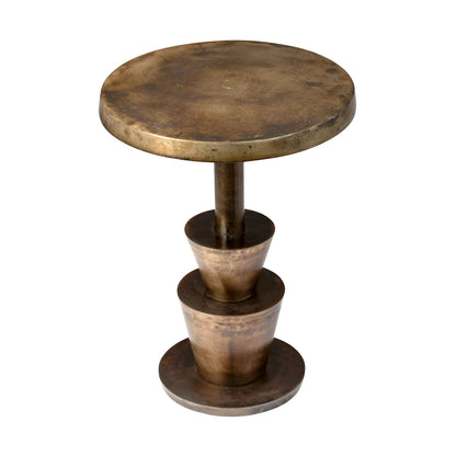 Antique Brass Finish Cast Aluminum Table 18 in Wide