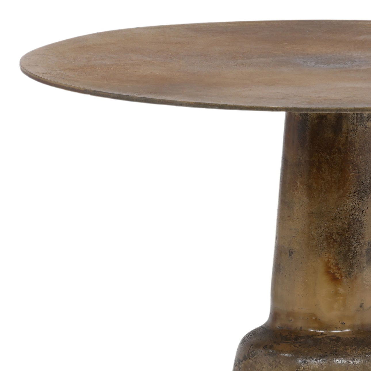 Antique Brass Finish Cast Aluminum Table 31.5 in Wide
