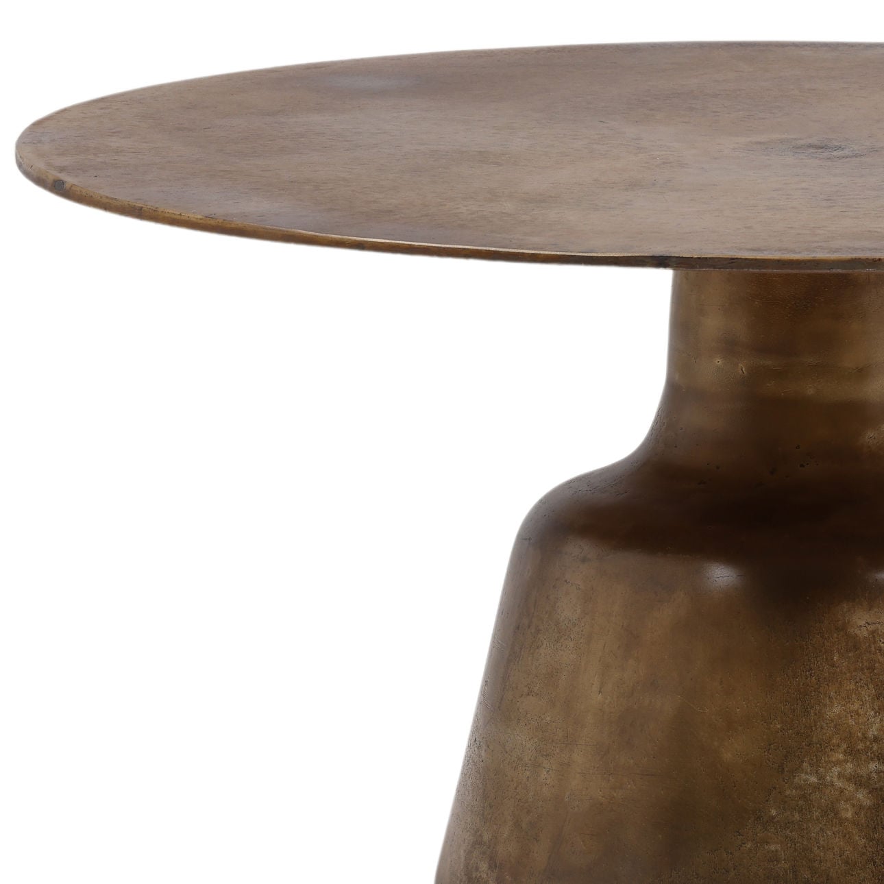 Vintage Brass Antique Finish Cast Aluminum Table 34 in Wide