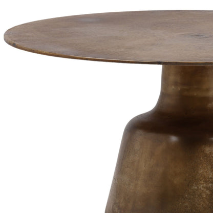Vintage Brass Antique Finish Cast Aluminum Table 34 in Wide