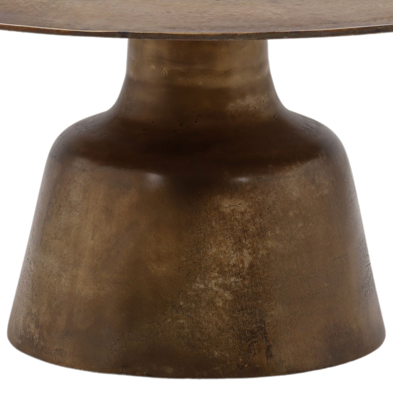 Vintage Brass Antique Finish Cast Aluminum Table 34 in Wide