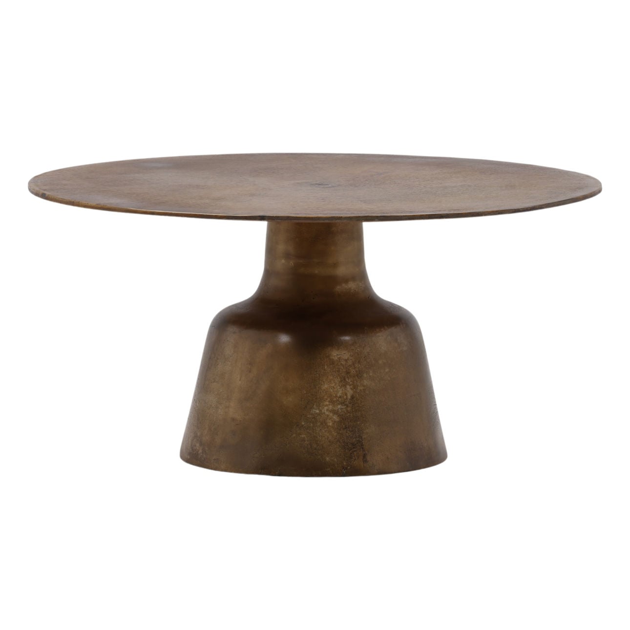 Vintage Brass Antique Finish Cast Aluminum Table 34 in Wide