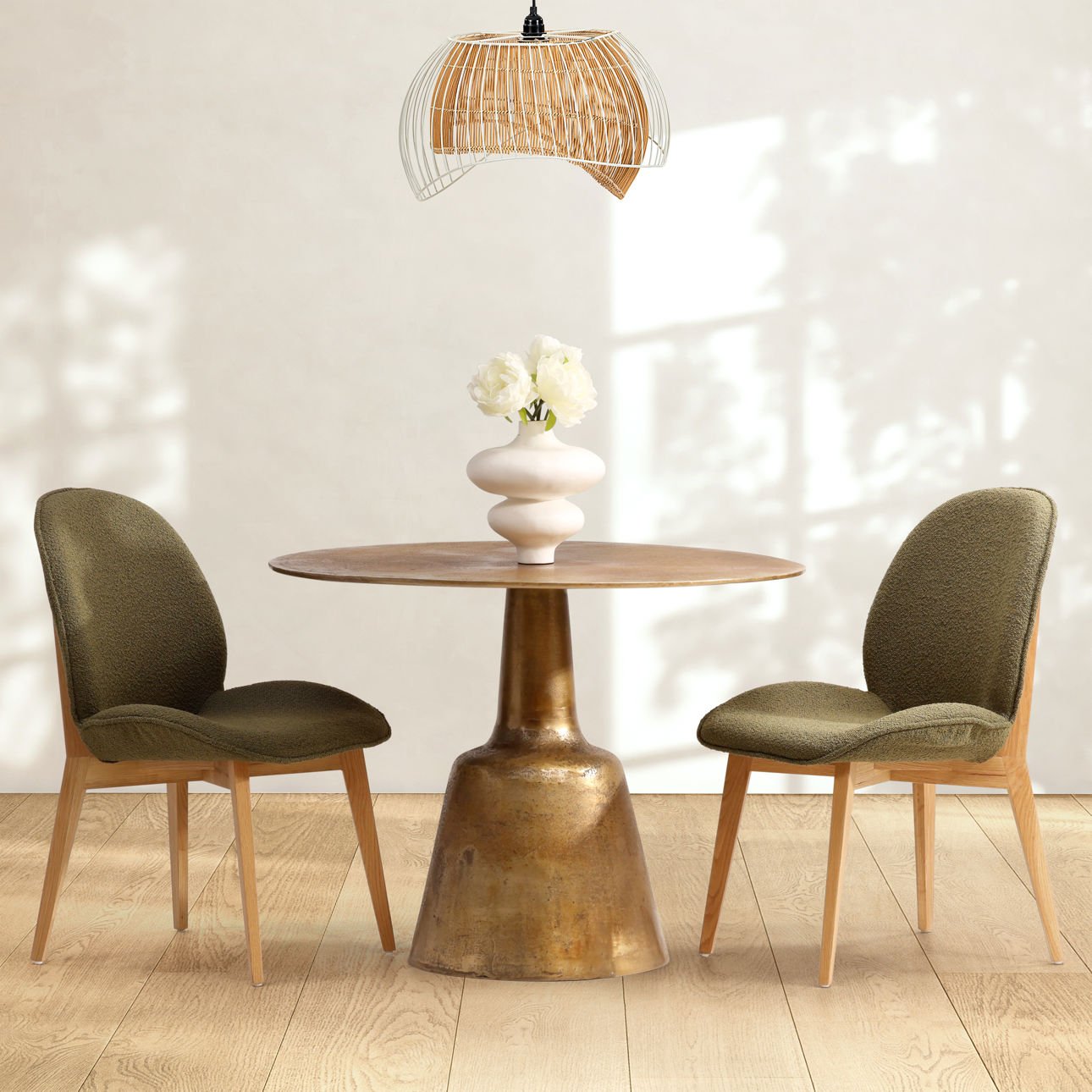 Antique Brass Finish Cast Aluminum Table 40 in Wide