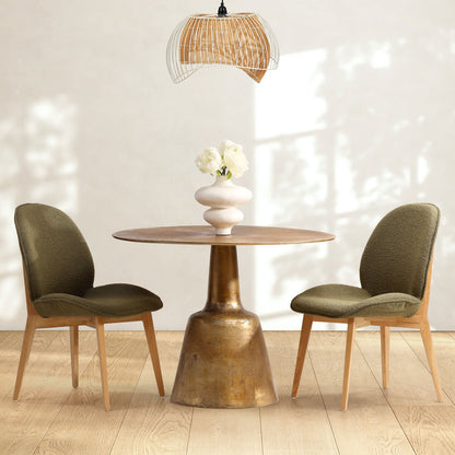 Antique Brass Finish Cast Aluminum Table 40 in Wide