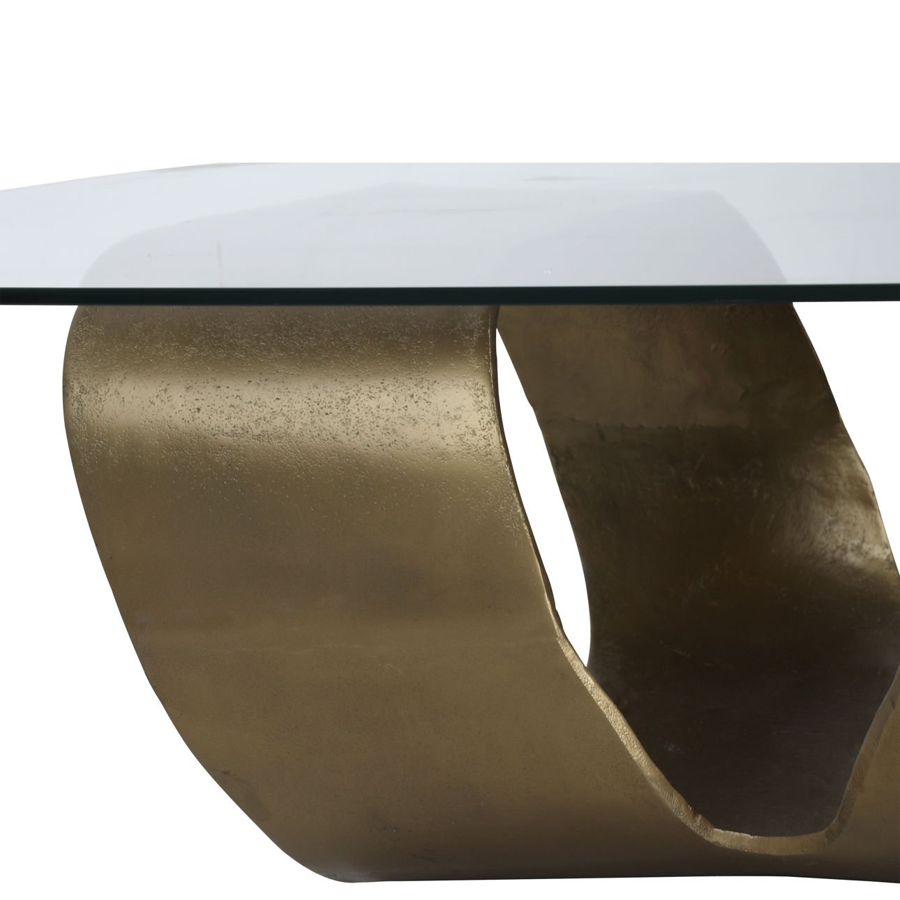Antique Brass Aluminum and Glass Table 45.5 in Wide
